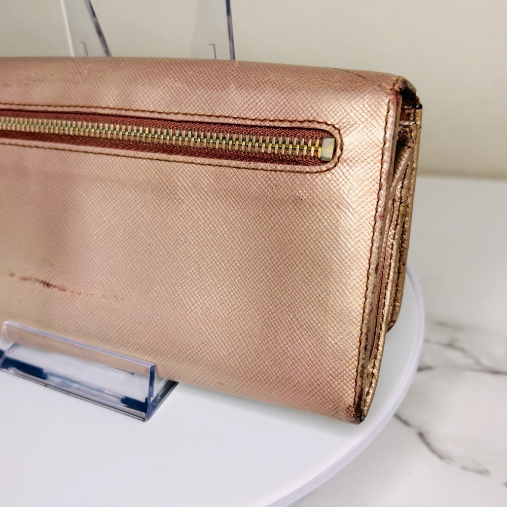 Prada Blush Pink Metallic‎ Style Women's Long Wallet - Fair Condition - Picture 7 of 13